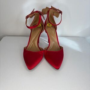 Jessica Simpson- Red Pump Heels with Ankle Strap